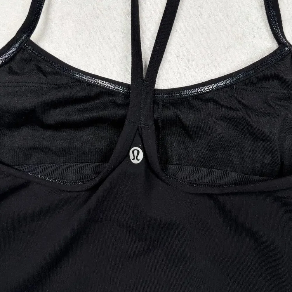 Lululemon Power Y Tank Black Women’s Size 10 Built In Bra Racerback Yoga
